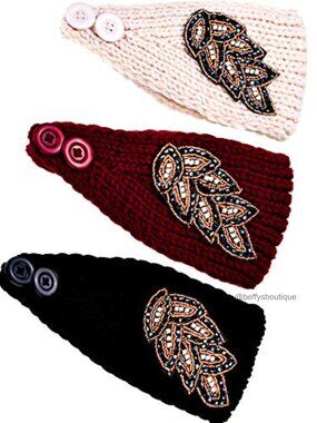 Woolen Knitted Headbands Beaded Flapper Crochet Wraps for Women
